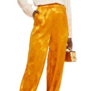 Intermix/ Ronny Kobo Gold Satin Rose Pants SZ XL